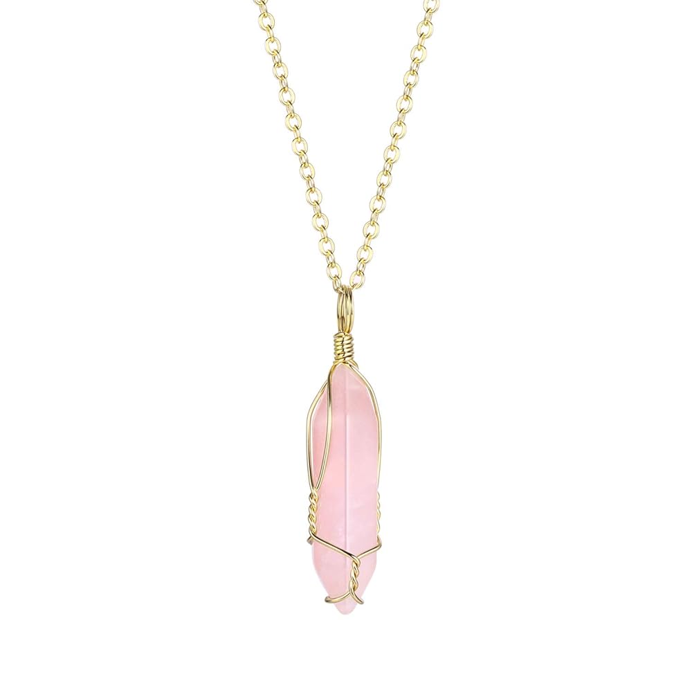 Amazon.com: BOUTIQUELOVIN Real Rose Quartz Crystal Necklaces